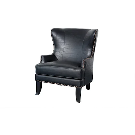 Traditional Upholstered Wing Chair with Nailhead Trim